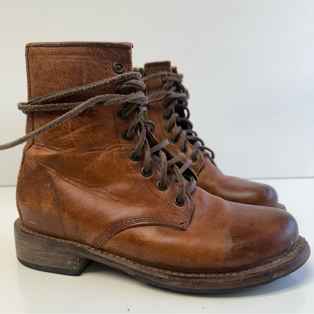 Freebird Manchester boots brown leather combat lace up lug sole size 6